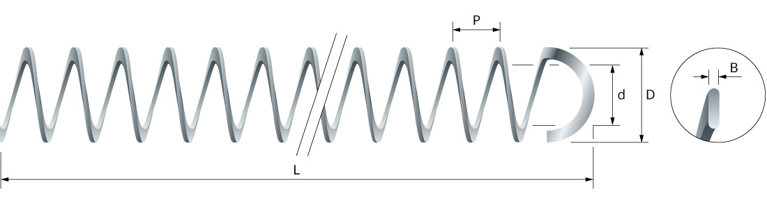 Drawing of spring turbulators with hook for heat exchangers - Eurospiral